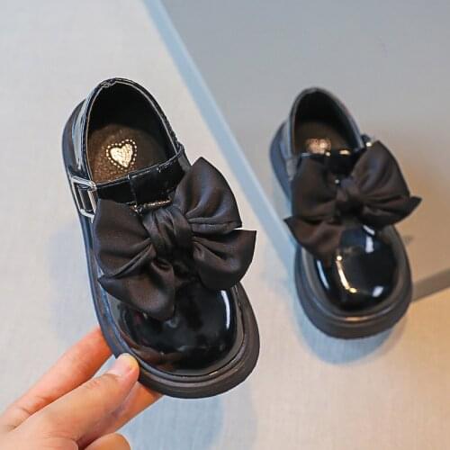 Cute Kids Flat Children Shoes Baby Girls Shoes 2021 Spring Autumn New Fashion Bow Leather Princess Shoes G101