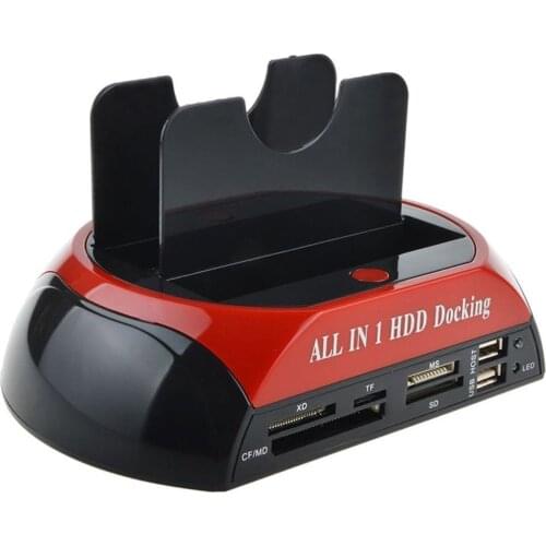 Multifunctional HDD Docking Station Dual USB 2.0 2.5/ 3.5 Inch IDE SATA External HDD Box Hard Disk Drive Enclosure Card Reader