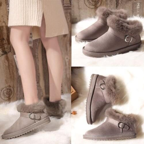 Rabbit Hair fashion short fur boots girls/student winter flats fleece snow bottes antiskid thicken warm creepers woman botines40