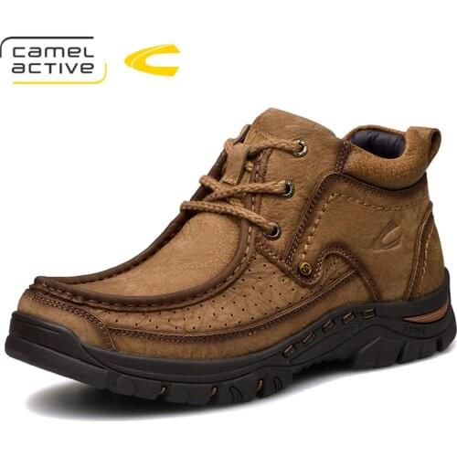 Camel Active New Winter Men Riding boots Genuine leather Motorcycle boots Luxury Vintage Male shoes Lace-Up Outdoor Ankle boots