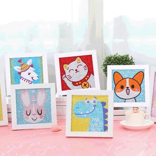 Cartoon DIY Full Drill Diamond Painting Kits with Frame 5D Diamond Kids Embroidery Art Mosaic Painting Home Decoration Crafts