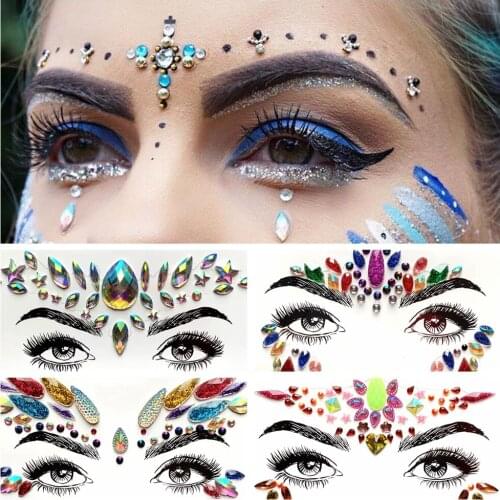 Tribal Style Beautiful Flash Eye Gems Tattoo Sticker Glitter Face Jewelry Decoration Body Art Easy To Use Makeup Tools Cosmetic