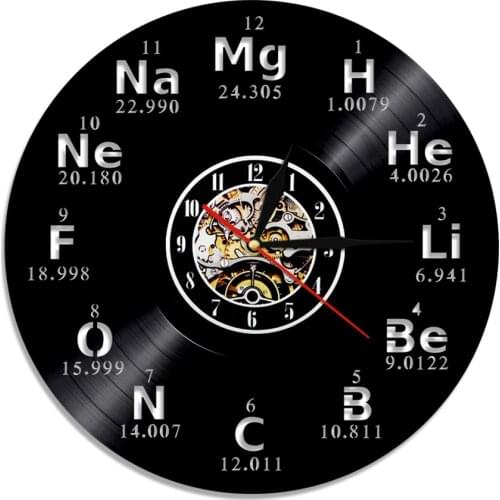 Chemical Element Periodic Table Wall Clock Kid Teaching School Day Birthday Gifts Chemical Element Home Decor Illuminated Clock
