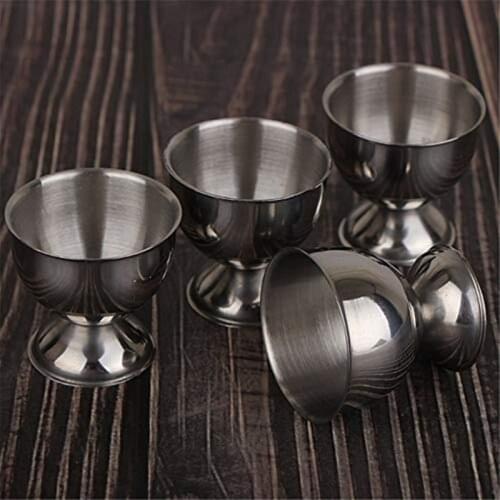 NHBR 4Pcs Stainless Steel Spring Wire Tray Boiled Egg Holder Storage Holder Metal Egg Cup Spiral Spring Holder Silver