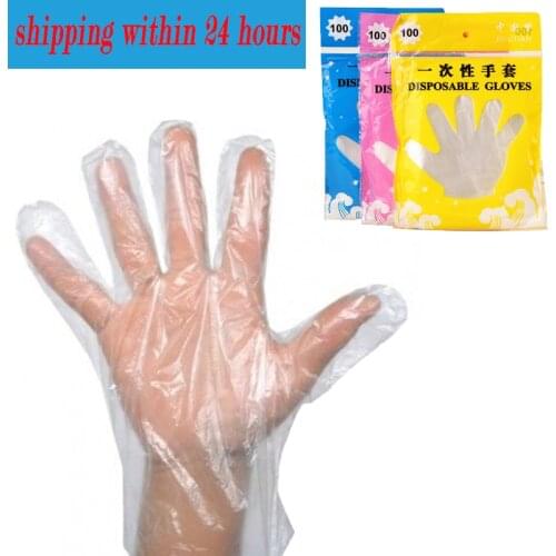 100pcs/set Disposable Gloves Food Grade Plastic Gloves Food Service Restaurant BBQ Clear Gloves Kitchen Accessories Dropship