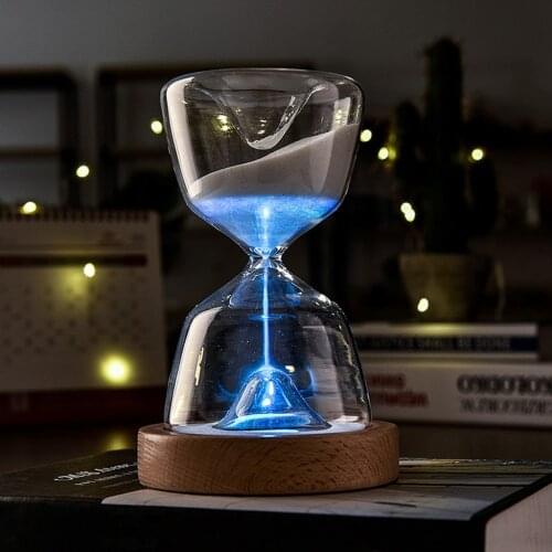 Sand Timer Clock Night Light USB Rechargeable Hourglass Lamp Nightlight