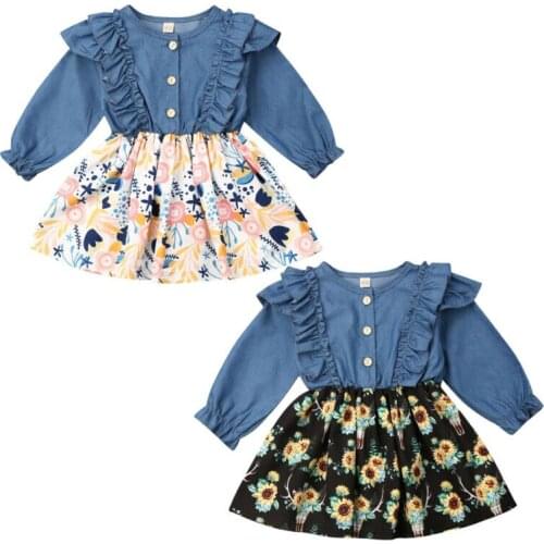 Girl Dress 2019 Autumn Kid Baby Girl Warm Clothes Party Sunflower Tutu Dress Princess Floral Party Dress