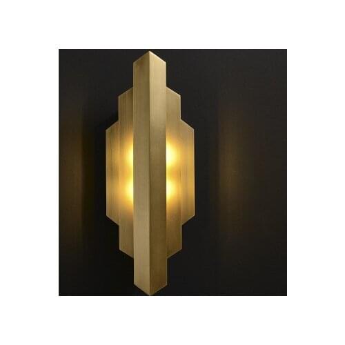 Postmodern brass light luxury wall lamp living room study bedroom creative wall lamp model room hotel wall lamp