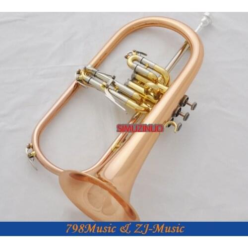 Professional Rose Brass Bb Flugelhorn Monel Piston Abalone Shell Key With Case