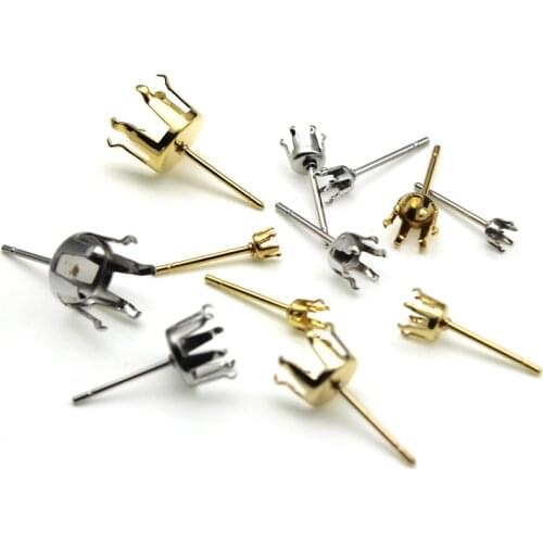 20pcs 316 Stainless Surgical Steel Stud Earring Claw Blank Ear Post Pin fits 3 4 5 6 8 10 mm Cup Base Earring Jewelry Making
