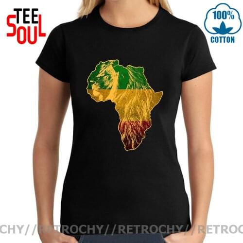 Retrochy Vintage Lion Of Judah T shirt Women Reggae Music T-shirt camiseta Rastafari Rasta King T shirt female Girl Slim Fit Tee