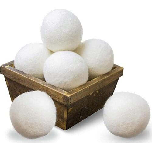 Wool Dryer Balls by New Zealand Sheep 6-Pack, XL Premium Reusable Natural Fabric Softener Cleaning Housework