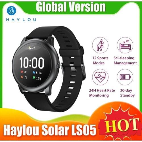 New Haylou Solar LS05 Smart Watch Sport Metal Heart Rate Sleep Monitor IP68 Waterproof Global Version Bracelet for Xiaomi YouPin