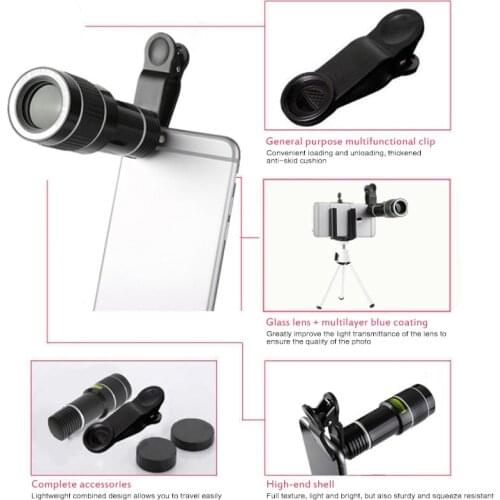 Cell Phone Telescope Lens 20X Zoom Tripod For Smartphone Samsung IPhone Android Phone Mobile Phone Camera Lens Kit