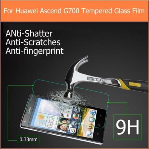 0.26mm 2.5D Tempered Glass film for huawei Ascend G700 5.0" Lcd HD Screen Protector films for huawei Ascend G700 Guard Shield