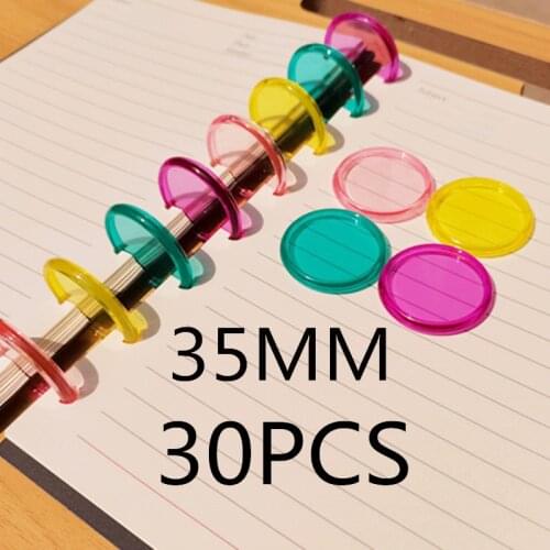 30PCS35MM solid jelly color plastic binding ring binding buckle for loose-leaf notebook Mushroom hole notebook accessories