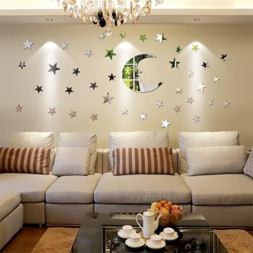 Mirror Wall Stickers Star And Moon Combination Nordic Style Baby Room Decoration Decor For Wall 3d Home Furnishings Wall Papers