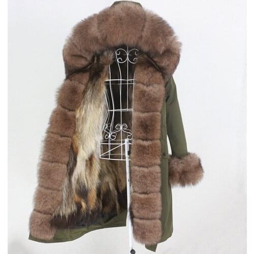 MENINA BONITA 2021 X-long Waterproof Parka Real Fur Coat Winter Jacket Women Natural Fox Fur Thick Warm Detachable Outerwear