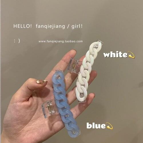 2021 New Korea Colorful Transparent Acrylic Chain Hair Claw For Women Girls blue Colors Hair Clips Hair Accessories