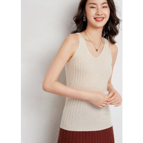 Women Vest 100% Pure Goat Cashmere Knitwears Hot Sale Winter Warm Sleeveless 3Colors Jumpers Ladies Tops