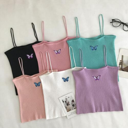 2021 Knit Top Basic Crop Tops Women Sleeveless T Shirt Casual Summer Tank Top Off Shoulder Purple T-Shirts Sweet Tees