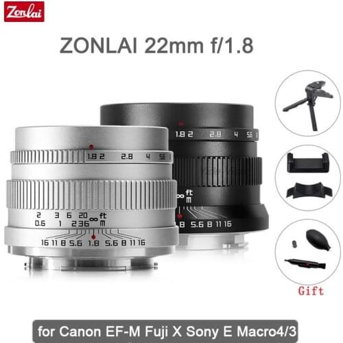 Zonlai 22mm F1.8 Manual Prime Lens for Fuji Sony E Micro 4/3 Canon EF-M Mount a6400 X-T3 X-T4 XS-10 X-E3 X-A2 Mirrorless Camera