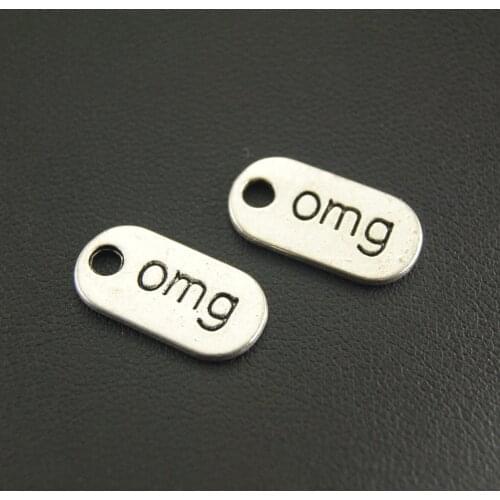 10 Pcs Silver Color Omg Texting Charm Fits Bracelets Jewelry Making A685