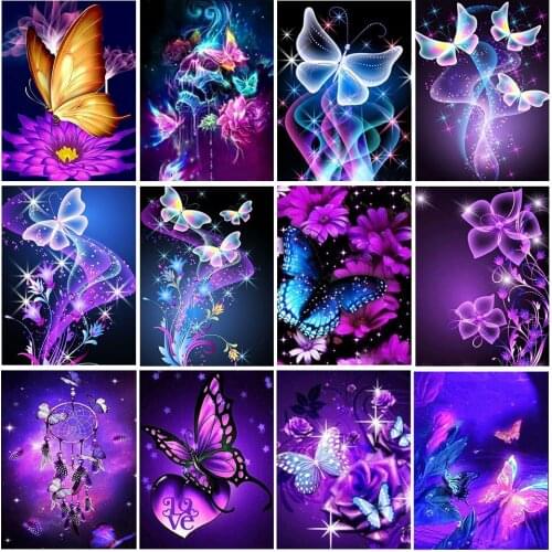 5D DIY Diamond Painting Cartoon Butterfly Cross Stitch Kits Diamond Embroidery Full Mosaic Art Picture of Home Decoration Art