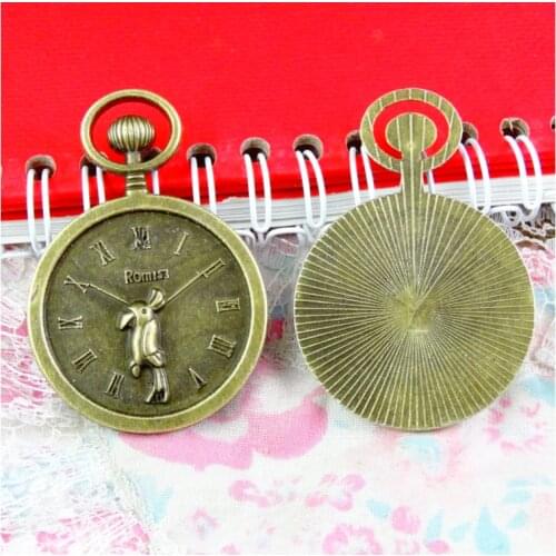 8pcs Pocket watch Charms Antique Bronze Plated Zinc Alloy Bird Clock Charms Pendants DIY Jewelry Findings 53.5*37MM