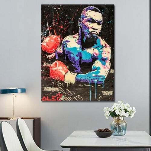 Alec Monopolys "Boxing Mike Tyson" Abstract Wall Art Oil Painting Poster Canvas Painting Print for Living Room Home Decor
