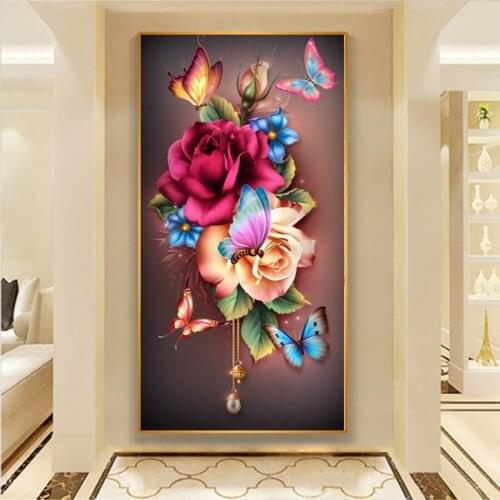 5D DIY Diamond Painting Flower butterfly diamond Embroidery Full Display Floral Diamond Art Drop shipping home decor
