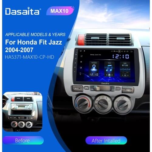 Dasaita 2 Din Car Radio 10.2" Multimedia Video Player Android 10.0 Auto Stereo GPS MAP for Honda Fit Jazz 2004 2005 2006 2007