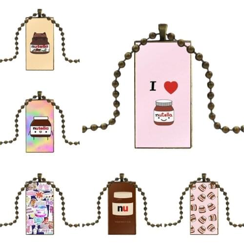 Free Shipping Tumblr Nutella Colorful For Unisex Glass Cabochon Pendant Necklace Rectangle Fashion Necklace