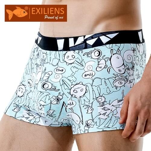 EXILIENS Brand New Underwear Men Boxer Para Hombre Print Man Penis Mens Boxers Cuecas Masculina Boxershorts Homme Size L-3XL