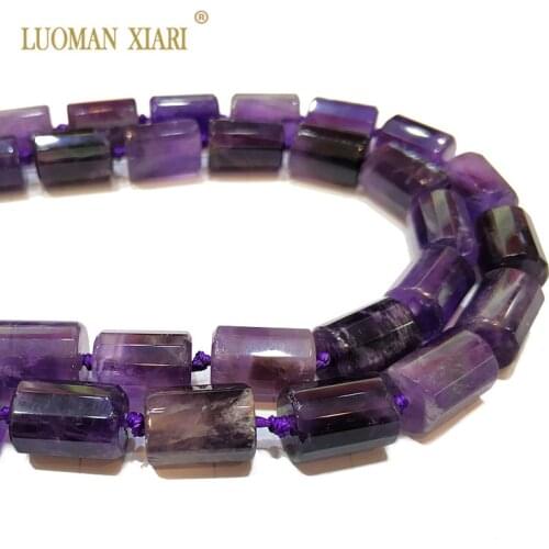 LUOMAN XIARI Natural Amethysts Cylindrical Facted Beads For Jewelry Making DIY Bracelet, Necklace Size 11*16 mm Strand 15"