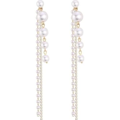 Long Tassel Earrings Tassel Pendant Earrings Pearl Earrings Thin Earrings Handmade Earrings Suitable for Ladies Girls