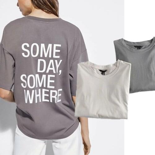 Jenny&Dave T Shirt Women Harajuku Tshirt England High Street Vintage Back Of Letter Printing O-neck Summer Camisetas 2021 Tops