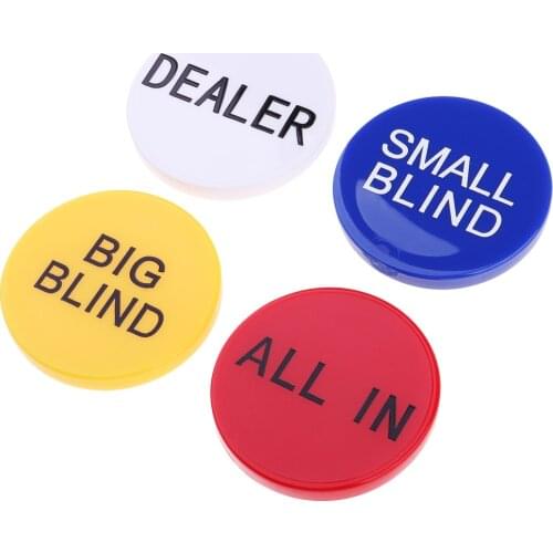 Dealer Button, Little & Big Blind All-in Poker Chips 2 Side w/ Clear Letters