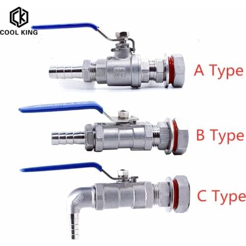 1/4" 3/8" 1/2" (DN8 DN10 DN15) SS304 Stainless Steel Weldless Compact Ball Valve & 6mm-25mm Barb-Homebrew Beer Kettle Pot