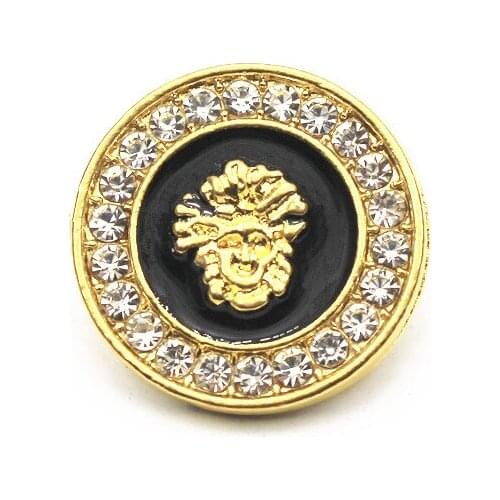Hot Sale 10pcs Rhinestone Round Enamel Snap Buttons Gold Color Snap Charms Fit 18mm/20mm Snap Bracelet Necklace DIY Jewelry