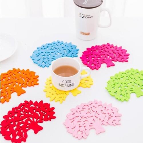 Kitchen Decoration Tree Shaped Colorful Felt Cup Coaster Mat Pad for Bowl Mug Glass Drink Accessories LX8219