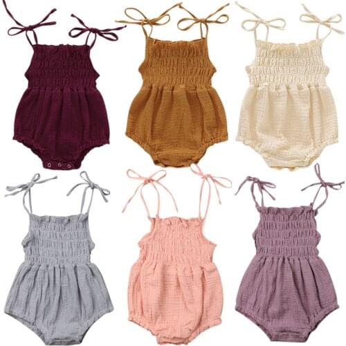 Summer Sleeveless Romper Newborn Infant Baby Girls Solid Jumpsuit Outfit Clothes Kids Baby Clothing 6 Colors