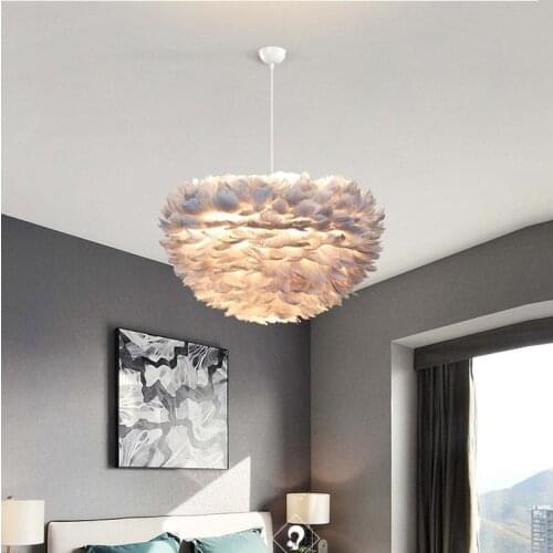 50cmLED feather chandelier Nordic bedroom light simple 15W modern creative personality chandelier