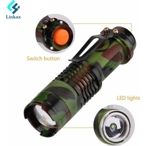 Zoomable XPE LED Mini Flashlight Camouflage Tactical Mini Torch 2000lm 3-Modes Focus Light Lamp Linternas for Camping AA/14500
