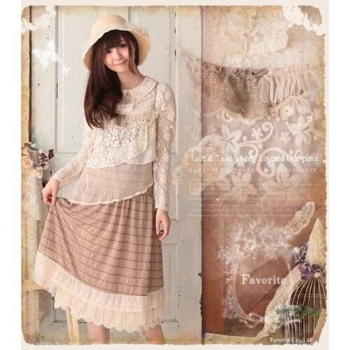 Sweet Mori Girl Lace Layer Dress Lolita Girl Spaghetti Strap Embroidery Women Dress Mori Girl Summer Dress Vestido Tunique Femme