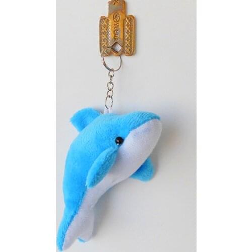 Fashion Dolphin Plush Dolls Key Chains Ring Woman Bag Charms Keychain Faux Rex Rabbit Fur Pompom Toy Car Keyring Party Trinket