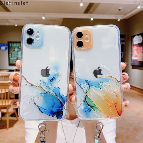 Necklace Lanyard Shoulder Strap Cord TPU Phone Case For iPhone 12 Mini 11 Pro XR XS Max X 7 8 6S 6 Plus SE 2020 Soft Back Cover