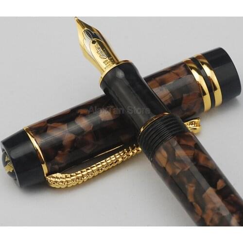 Crocodile Celluloid Fountain Pen Coffee Color Medium Nib 0.7mm Writing Gift Ink Pen, Classic Crocodile Clip For Office & Home