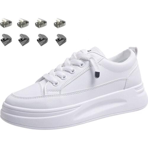 1 Pair No Tie Shoe laces Metal lock Elastic Shoelaces Leisure Sneakers Quick Flat Shoelace Kids And Adult Unisex Lazy laces