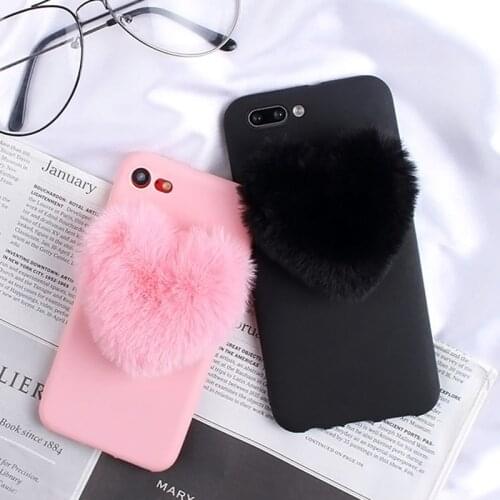 Furry Love Hearts Cute hair Phone Case for Huawei P Smart Plus 2019 P40 Lite E P30 Pro P20 Lite P10 P9 P8 Lite 2017 Phone Cover